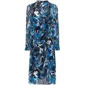 BOSS Daplisa geplooide midi-shirtjurk voor dames (Blauw/Zwart)