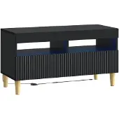 vidaXL LED tv-meubel ARNHEM 81 x 35 x 43 cm Zwart Bewerkt hout