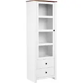 Beliani PIMBA - Glazen vitrinekast - Wit - 60 cm - MDF
