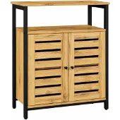 Begryf - Opbergkast - 2 lamellendeuren - Eik en zwart - 70x30x80 cm