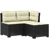 vidaXL 3-Zits Tu bank met Kussens Rattan Look 3-zits PP Antraciet
