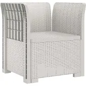 vidaXL Eén-zits Fauteuil met Kussen Rieten Look PP Wit