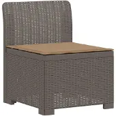 vidaXL Eén-zits Tuin Sofa met Kussen Rieten Look PP Lichtgrijs