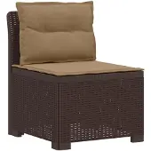 vidaXL Eén-zits Tuin Sofa met Kussens Rieten Look PP Bruin