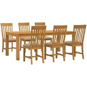 vidaXL Eetset, 7 stuks, beige, massief eikenhout