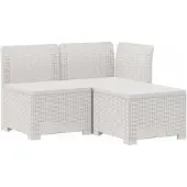 vidaXL 3-Zits Tu bank met Kussens Rattan Look 3-zits PP Wit
