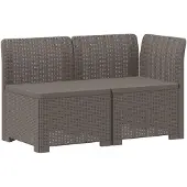 vidaXL Twee-zits Tuin Sofa met Kussens Rieten Look 2-zits PP