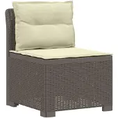 vidaXL Eén-zits Tuin Sofa met Kussens Rieten Look PP Lichtgrijs