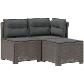 vidaXL 3-Zits Tu bank met Kussens Rattan Look 3-zits PP Lichtgrijs