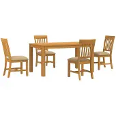 vidaXL Eetkamerset 5 st Beige Massief Eikenhout