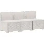 vidaXL 3-Zits Tuin Sofa Rottanlook 3-zits PP Wit 165 x 62 x 70 cm