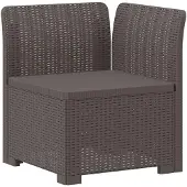 vidaXL Eén-zits Tuin Sofa met Kussen Rieten Look PP Lichtgrijs