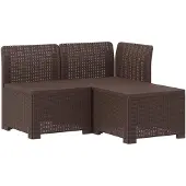 vidaXL 3-Zits Tu bank met Kussens Rattan Look 3-zits PP Bruin