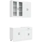 vidaXL Keukenelement LUCCA, 4 stuks, hoogglanzend wit, houtvezel