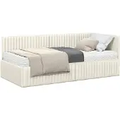 vidaXL Hoekbedframe met Matras 2 st Crème 90 x 190 cm Fluweel