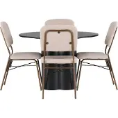 Ebuy24 Olivia eethoek eettafel zwart 4 stoelen beige.
