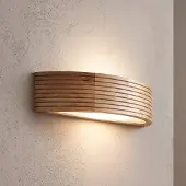 Lamkur Wandlamp Oro, dimbaar, hout licht, Woon-/ Eetkamer, Hout, wandlamp