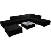vidaXL 8-delige loungeset voor de tuin met kussens, van polyrotan, zwart