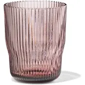 HEMA Waterglas 270ml Bergen glas streep reliëf bordeauxrood (bordeauxrood)