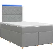 vidaXL Boxspringbed met matras, lichtgrijs, 120 x 200 cm, gestoffeerd