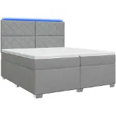 vidaXL Boxspringbed met matras, lichtgrijs, 200 x 200 cm, gestoffeerd