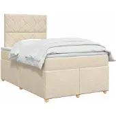 vidaXL Boxspringbed met matras Crèmekleurig 120 x 200 cm Stof