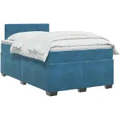 vidaXL Boxspringbed met matras en blauwe LED-verlichting, 120 x 190 cm, fluweel