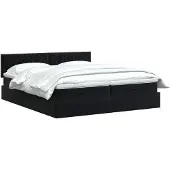 vidaXL Ottoman bed met matras met hoofdeinde 2 st Zwart Fluweel