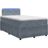 vidaXL Boxspringbed met matras, donkergrijs, 120 x 200 cm, fluweel