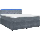 vidaXL Boxspringbed met matras, donkergrijs, 140 x 190 cm, fluweel