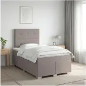 vidaXL Boxspringbed met matras met hoofdeinde Taupe 120 x 200 cm Stof