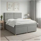 vidaXL Boxspringbed met matras Lichtgrijs 180 x 200 cm Stof
