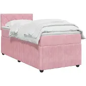 vidaXL Boxspringbed met matras met hoofdeinde Roze 90 x 190 cm Fluweel