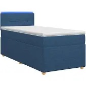 vidaXL Boxspringbed met matras en hoofdeinde, blauw, 90 x 200 cm, stof