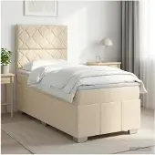 vidaXL Boxspringbed met matras Crèmekleurig 90 x 200 cm Stof