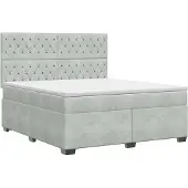 vidaXL Boxspringbed met matras Lichtgrijs 140 x 190 cm Fluweel