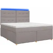 vidaXL Boxspringbed met matras, taupekleurig, 140 x 200 cm, met stoffen bekleding