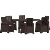 vidaXL Tuin Eettafel Set 7 st Bruin en crèmekleurig PP