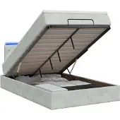 vidaXL Ottomanbed met matras en LED-verlichting, lichtgrijs, 120 x 200 cm, fluweel