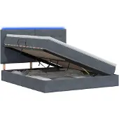 vidaXL LED-bed met opbergruimte en matras, donkergrijs, 180 x 200 cm, fluweel