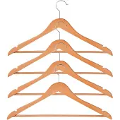 MSV Houten Kledinghangers Set van 4 – Stevige Hangers Hout voor Jassen, Overhemden en Mantels – Vormvaste Houten Hangers