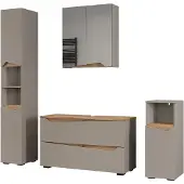 Vicco Badkamermeubelset Marelle, Grijs/Artisanaal eiken, 4 delen