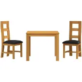 vidaXL Eetset, 3 stuks, zwart, massief eikenhout