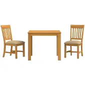 vidaXL Eetset, 3 stuks, beige, massief eikenhout