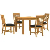 vidaXL Eetset, 5 stuks, zwart, massief eikenhout