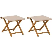 vidaXL Ligstoel, 2 stuks, massief eucalyptus hout, beige