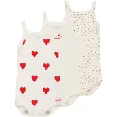 Petit Bateau Rompertje/body vuurrood / wit