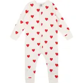 Petit Bateau Overall 'Dors' rood / natuurwit