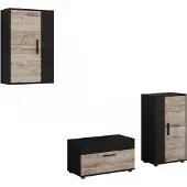 Vicco Woonwand Berno, Zwart/Zand eik, Set van 3 stuks