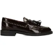 Manfield Burgundy leren loafers met gouden studs | Maat 42